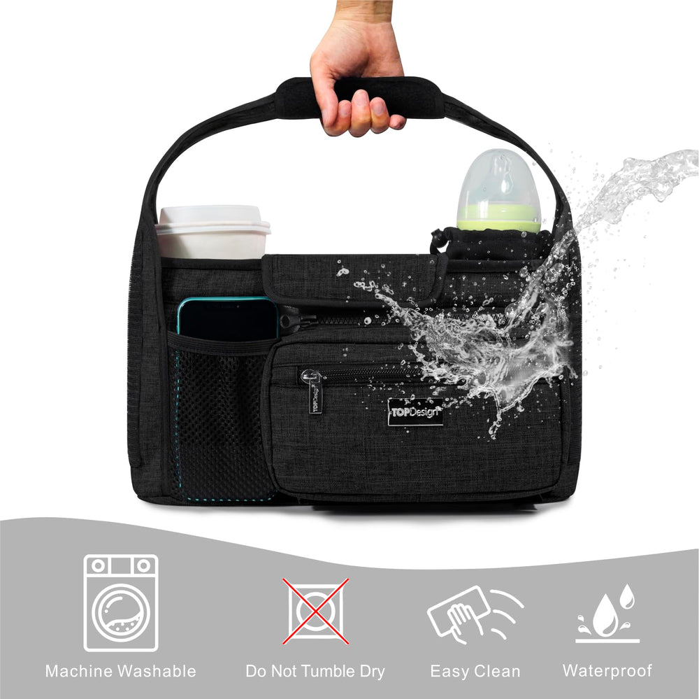 TOPDesign pouch frontal usado como bolso de mano para móvil y llaves