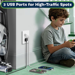 TOPGREENER puertos USB-A y USB-C visibles, acceso rápido y duradero