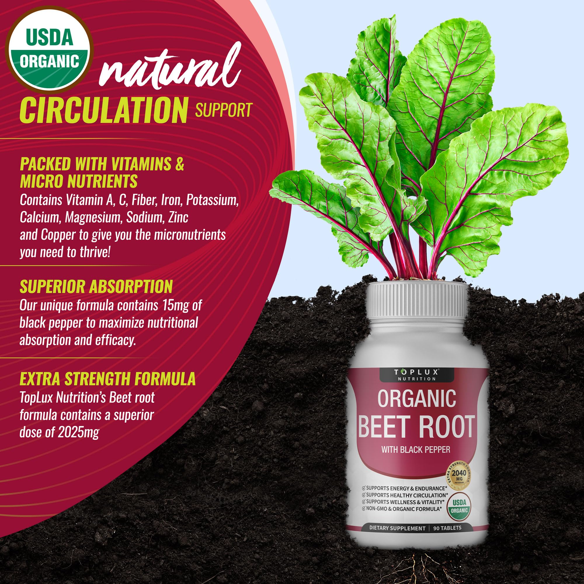 Toplux etiqueta nutricional enfocada en ingredientes y dosis clave