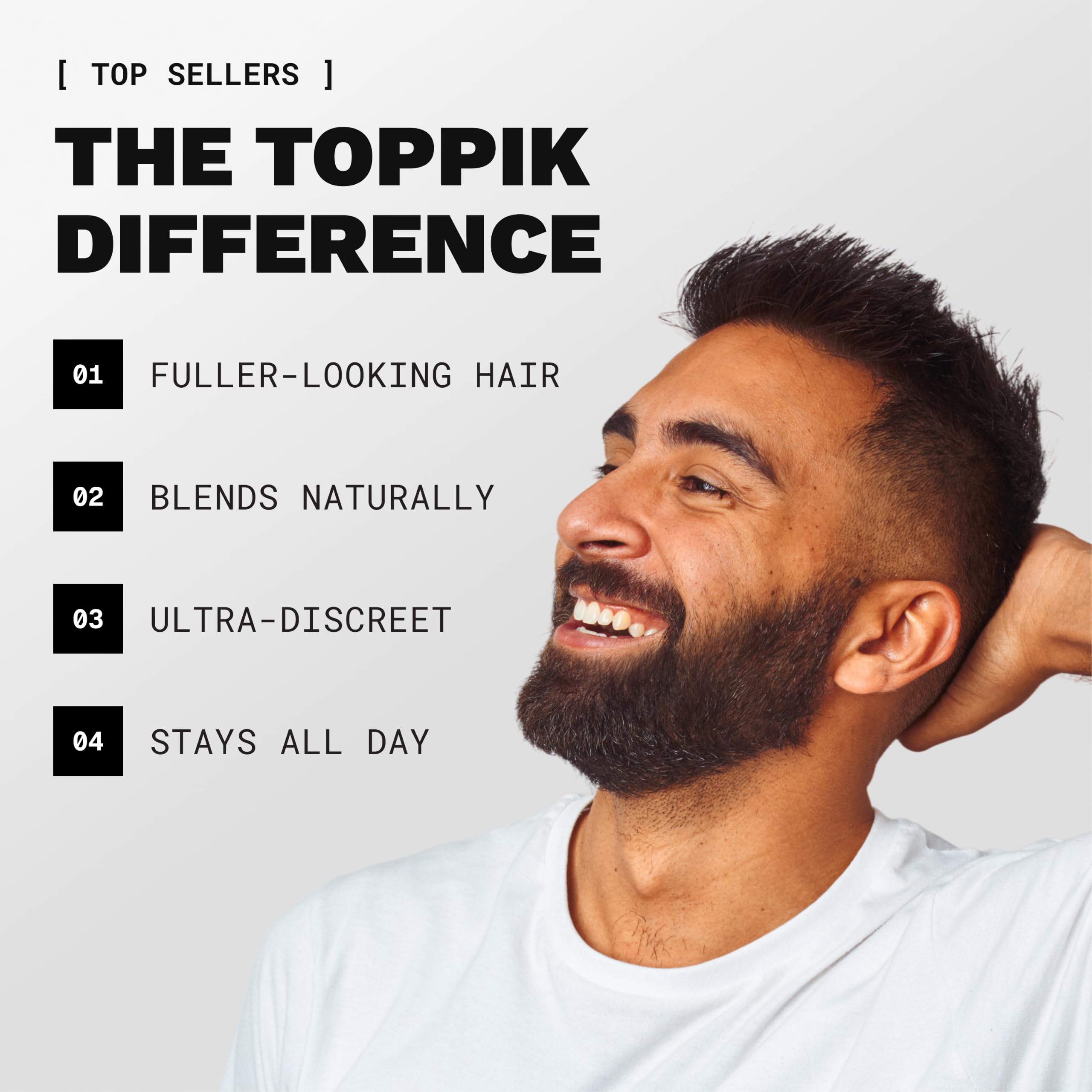 Toppik before and after comparison demonstrating fuller-looking hair instantly
