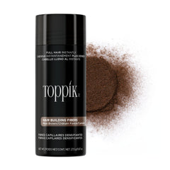 Toppik front packaging showing medium brown bottle and clear label for easy identification