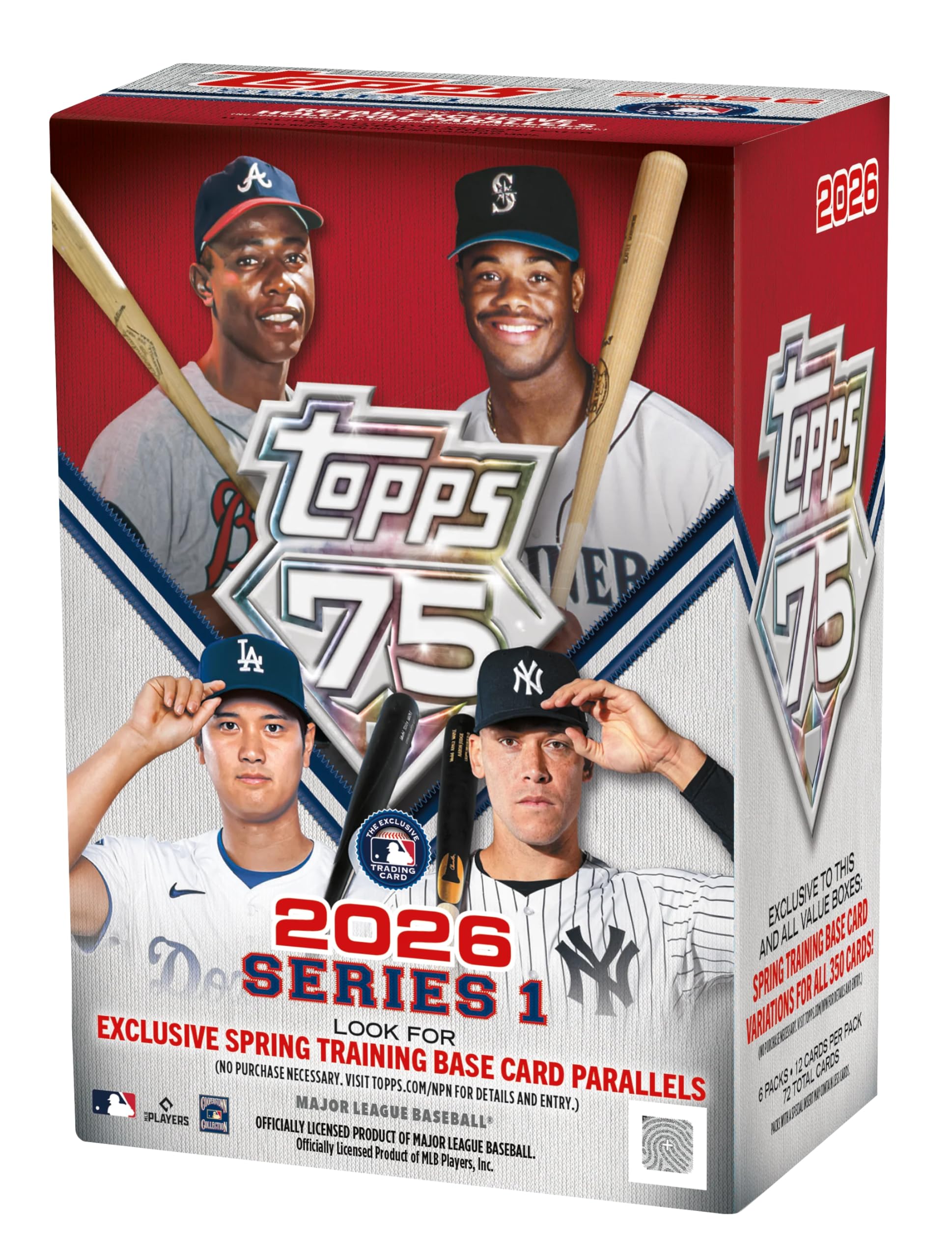 Topps caja frontal mostrando diseño y 72 cartas, marca Topps para inicio de colección