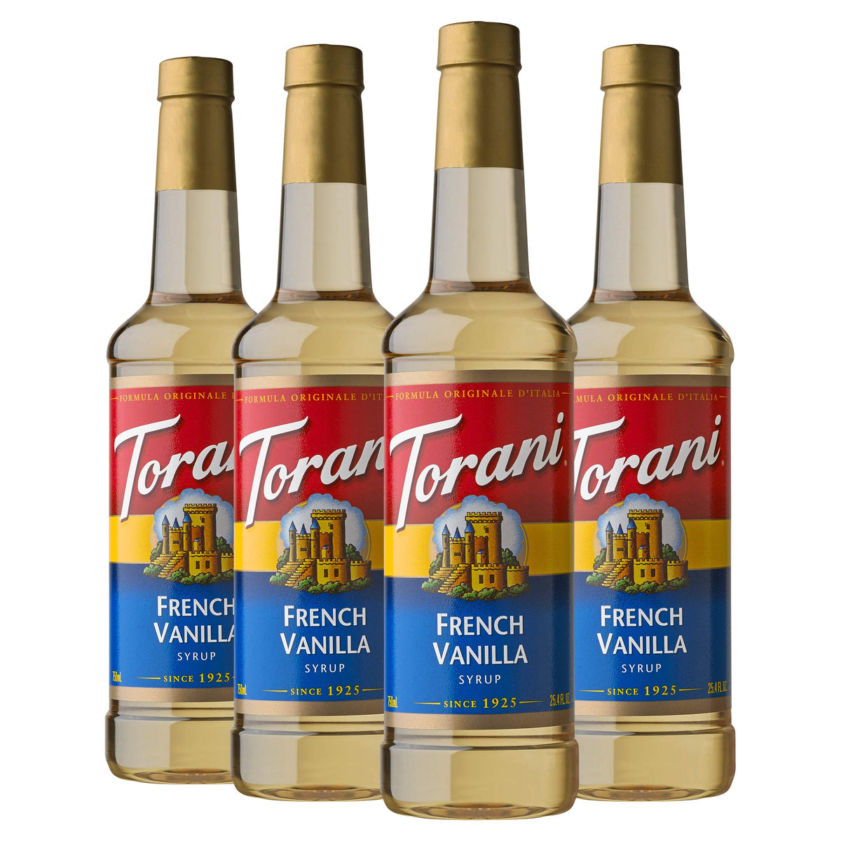Torani bottle front packaging showing product and size, conveys reliability