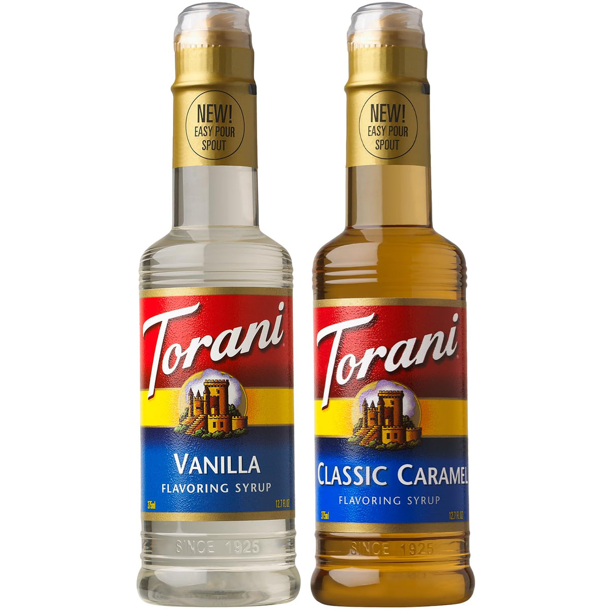 Torani frontal pack Vainilla y Caramelo beneficios: calidad consistente para bebidas