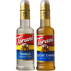 Torani frontal pack Vainilla y Caramelo beneficios: calidad consistente para bebidas