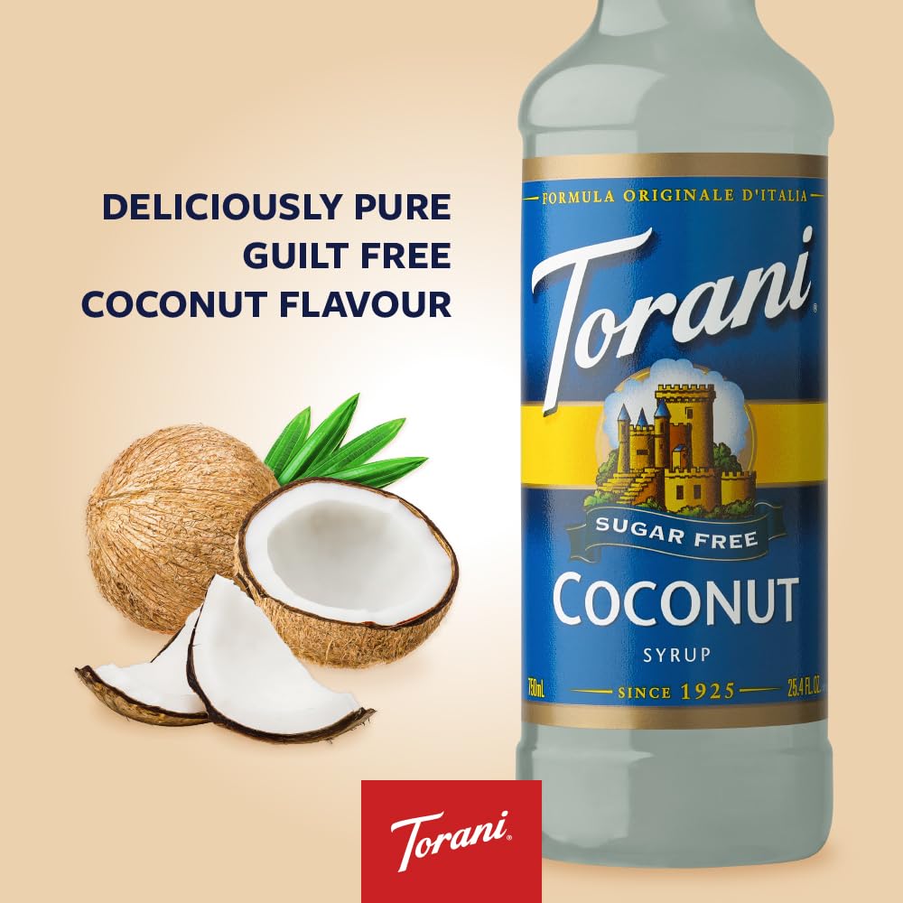 Torani gota de sirope en cuchara mostrando textura fácil de mezclar