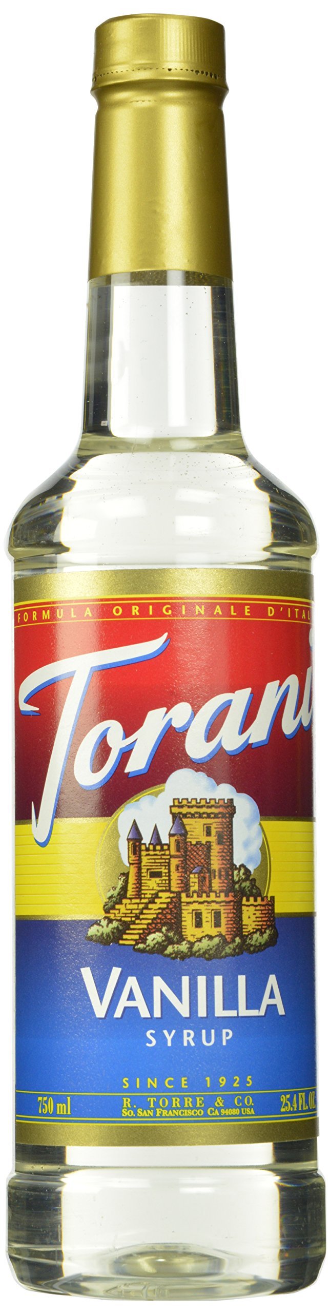 Torani front packaging showing four bottles and clear branding for convenience