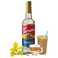 Torani in iced coffee showing cold mixability and enhanced flavor