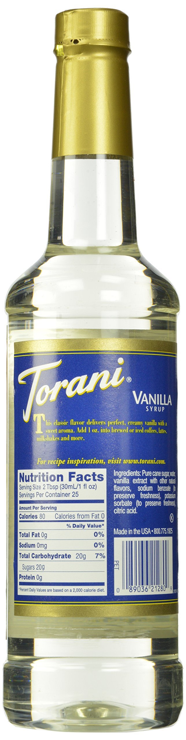 Torani bottle beside recipe card showing ease of creating flavored drinks