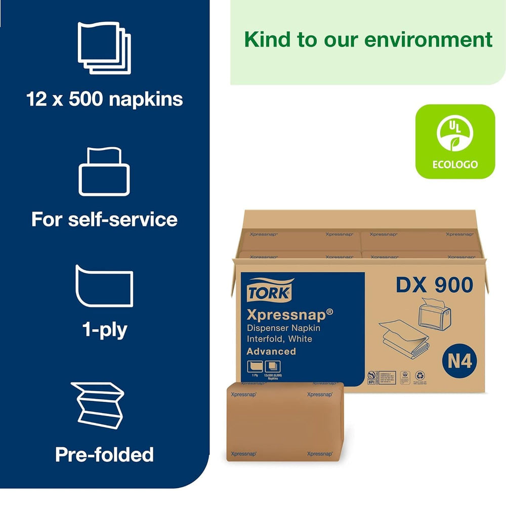 Tork Xpressnap folded napkin close-up showing clean edges and absorbency