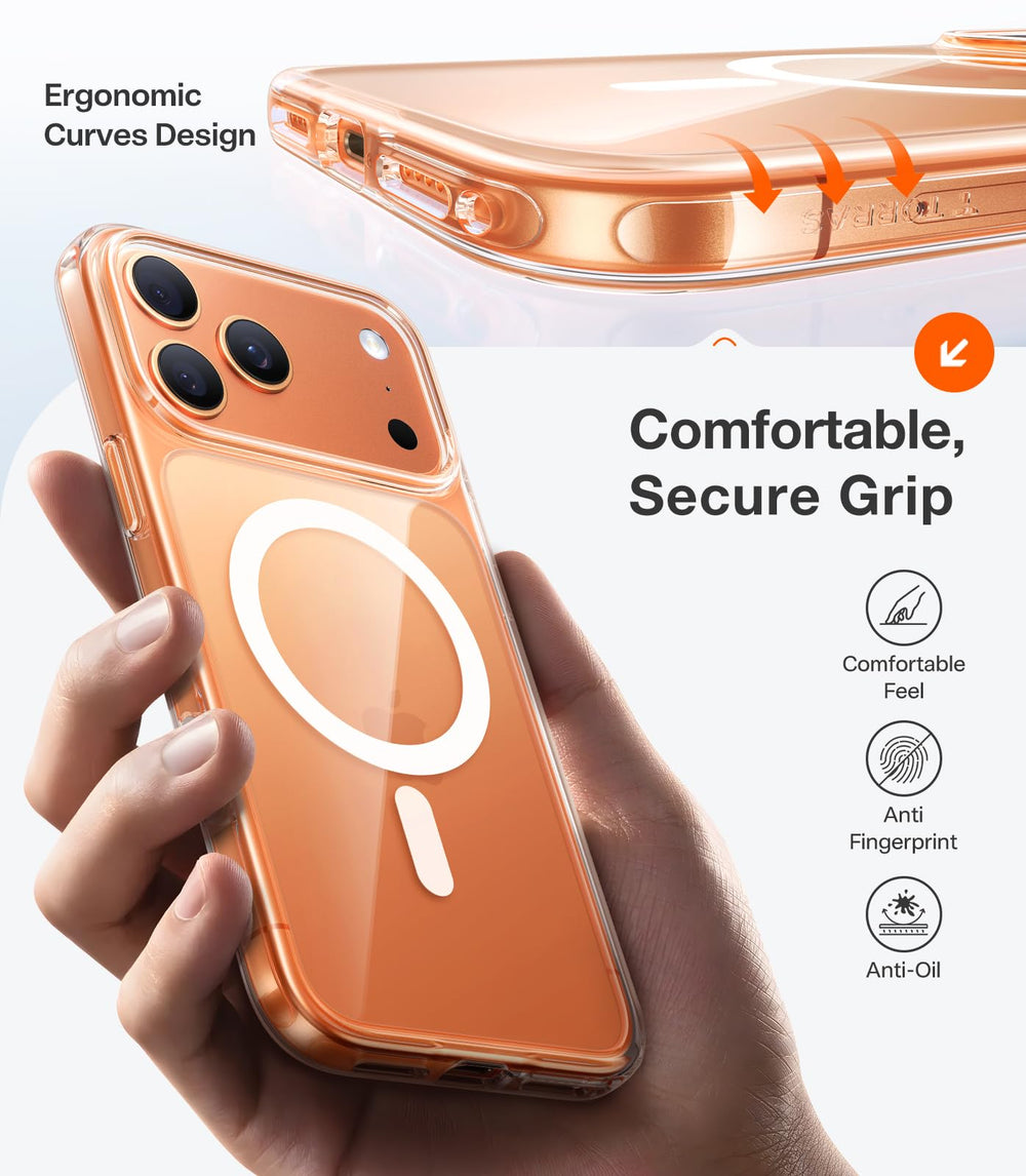 TORRAS comparación de tamaño para iPhone 17 Pro Max mostrando perfil delgado