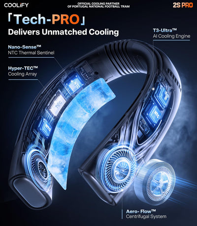 TORRAS Coolify 2S PRO worn by model showing hands-free cooling during outdoor activities