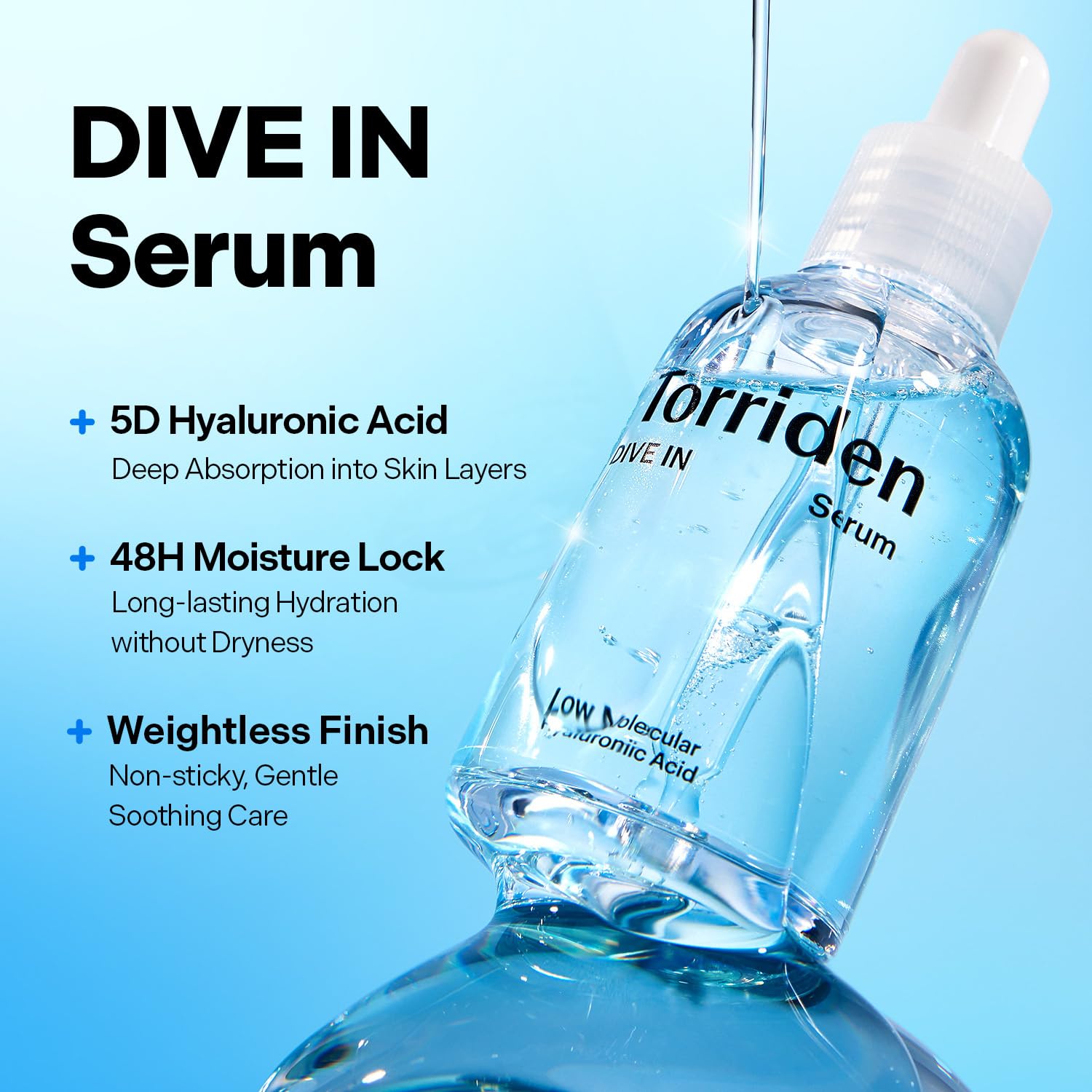 Torriden textura acuosa del serum que facilita absorción rápida