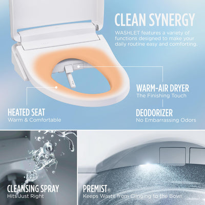 TOTO WASHLET S2 primer plano de la lanza con EWATER+ mostrando autolimpieza segura