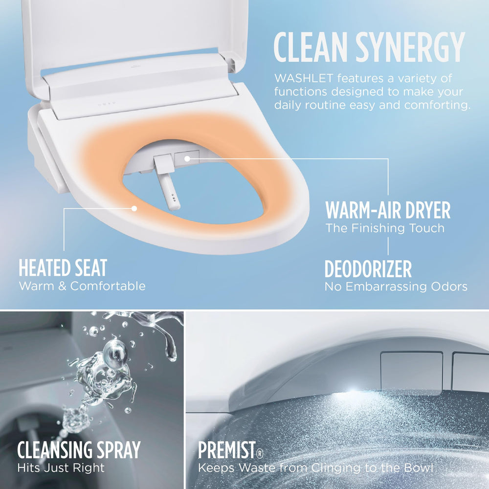 TOTO WASHLET S2 primer plano de la lanza con EWATER+ mostrando autolimpieza segura
