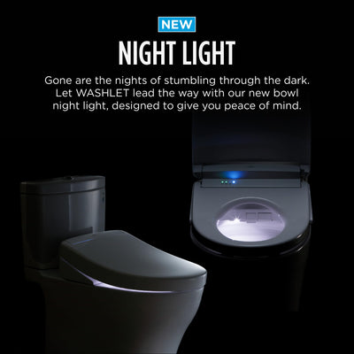 TOTO WASHLET S2 luz nocturna encendida creando ambiente suave y orientación sin deslumbrar