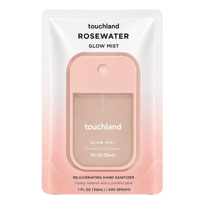 Touchland envase frontal tamaño viaje mostrando diseño y portabilidad