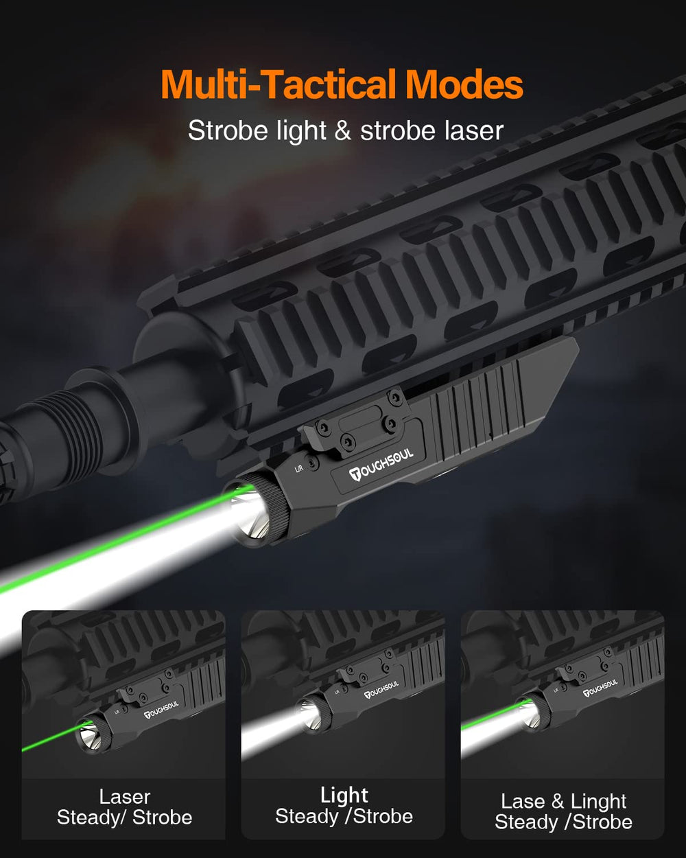 TOUGHSOUL side profile on rail highlighting low 0.9-inch height for clearance benefit