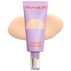 Tower 28 frasco frontal SunnyDays Shade 13 mostrando diseño y tamaño