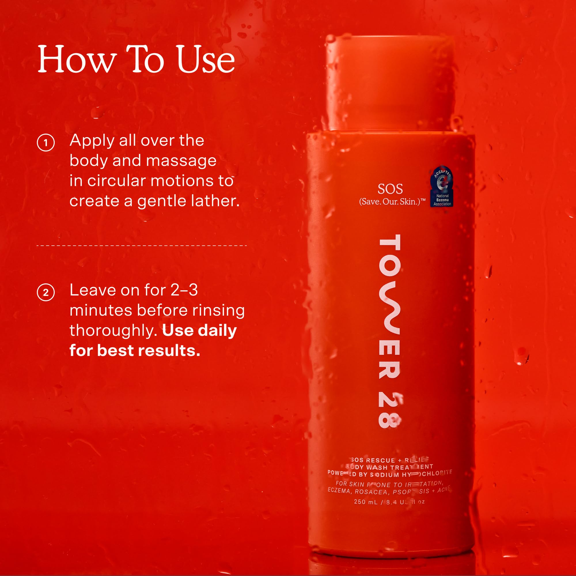 Tower 28 gel aplicado en piel sensible demostrando confort inmediato
