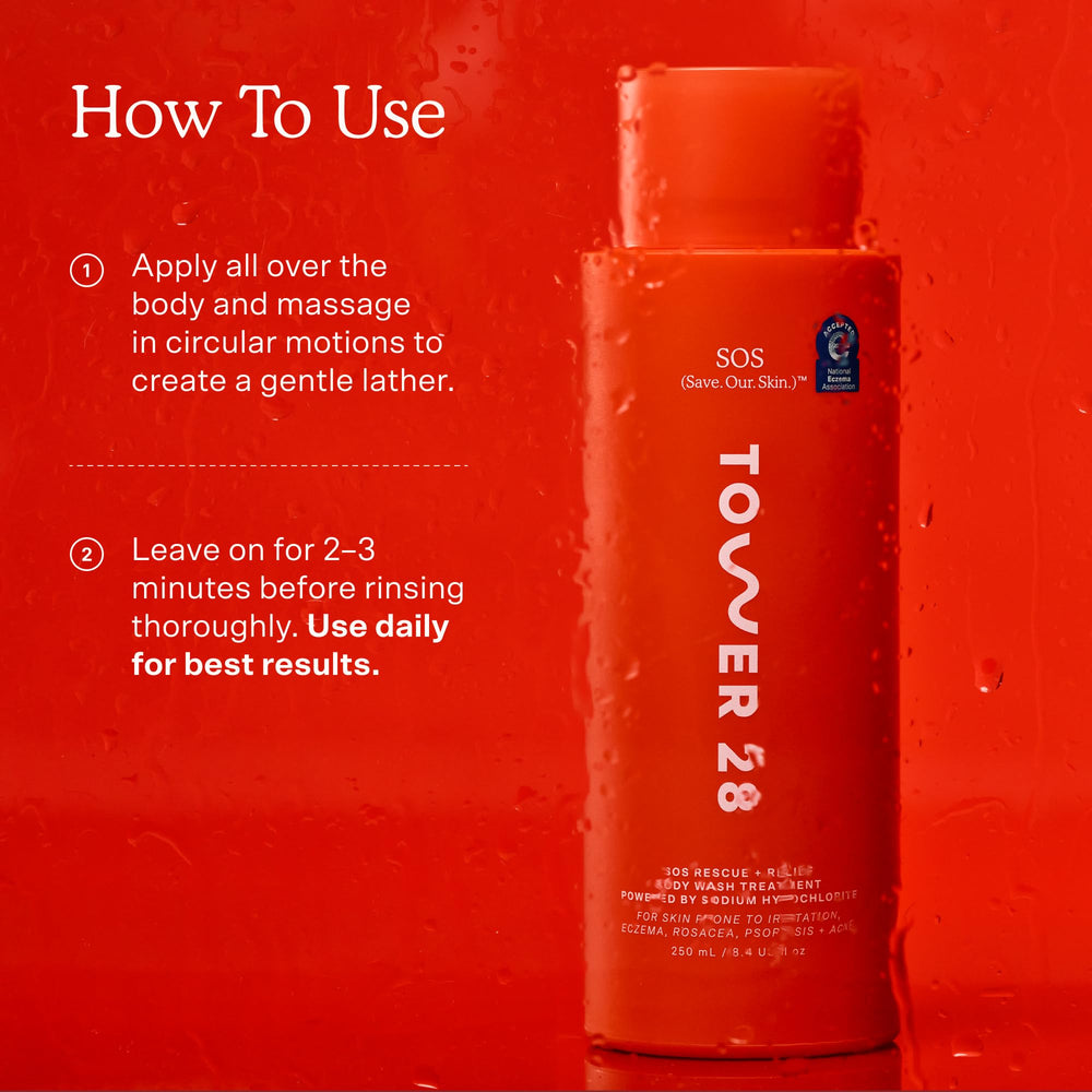 Tower 28 gel aplicado en piel sensible demostrando confort inmediato