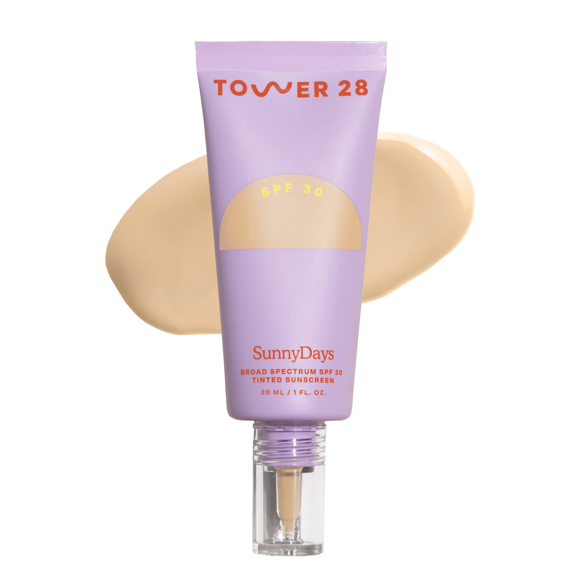 Tower 28 envase frontal del SunnyDays SPF 30 mostrando diseño y tamaño
