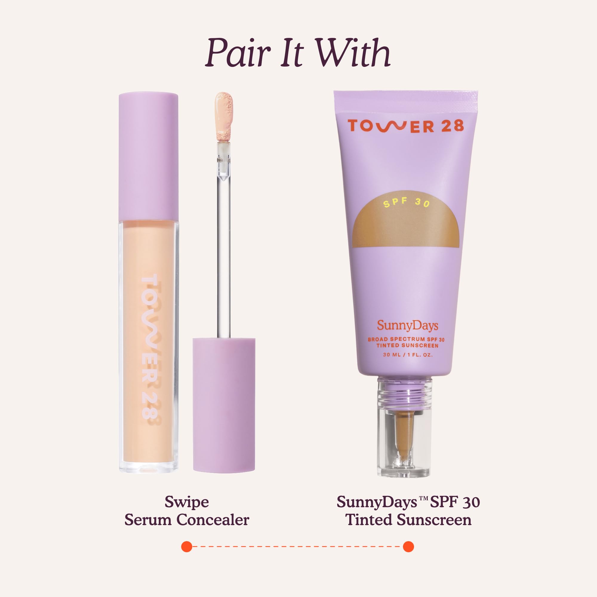Tower 28 before and after photo showing concealed dark circles and spot coverage