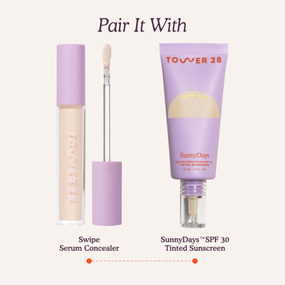 Tower 28 set with GetSet Powder demo showing long-wear finish and reduced creasing