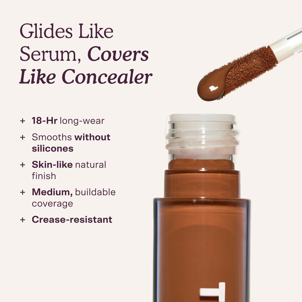 Tower 28 product applied under-eye demonstrating brightening and coverage