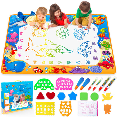 Toyk front packaging showing full water doodle mat set and gift-ready box