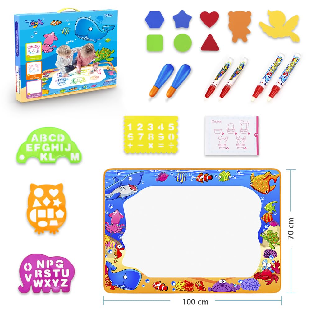 Toyk mat flat lay with ocean pattern for large splash-resistant drawing surface
