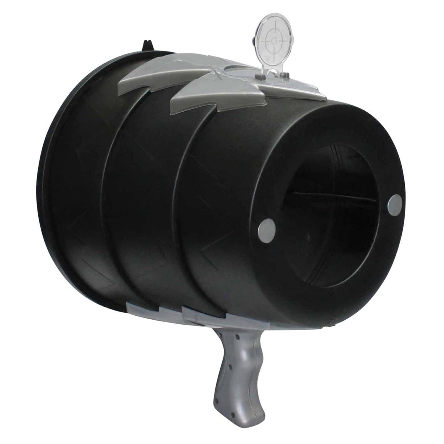 Toysmith Airzooka vista frontal negro mostrando diseño y agarre cómodo