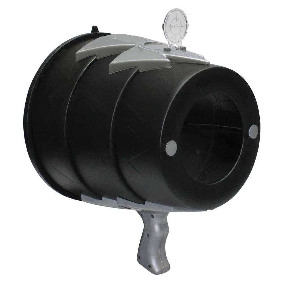Toysmith Airzooka vista frontal negro mostrando diseño y agarre cómodo