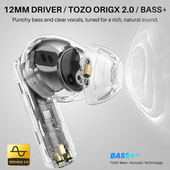 TOZO NC3 primer plano del driver de 12 mm que mejora graves y claridad