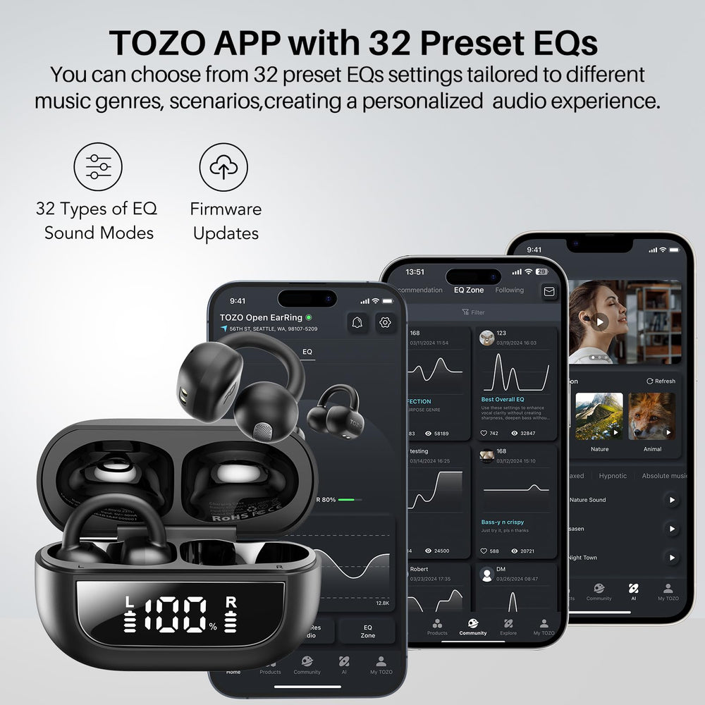 TOZO OpenEarRing detalle de controles táctiles para manejo sin móviles