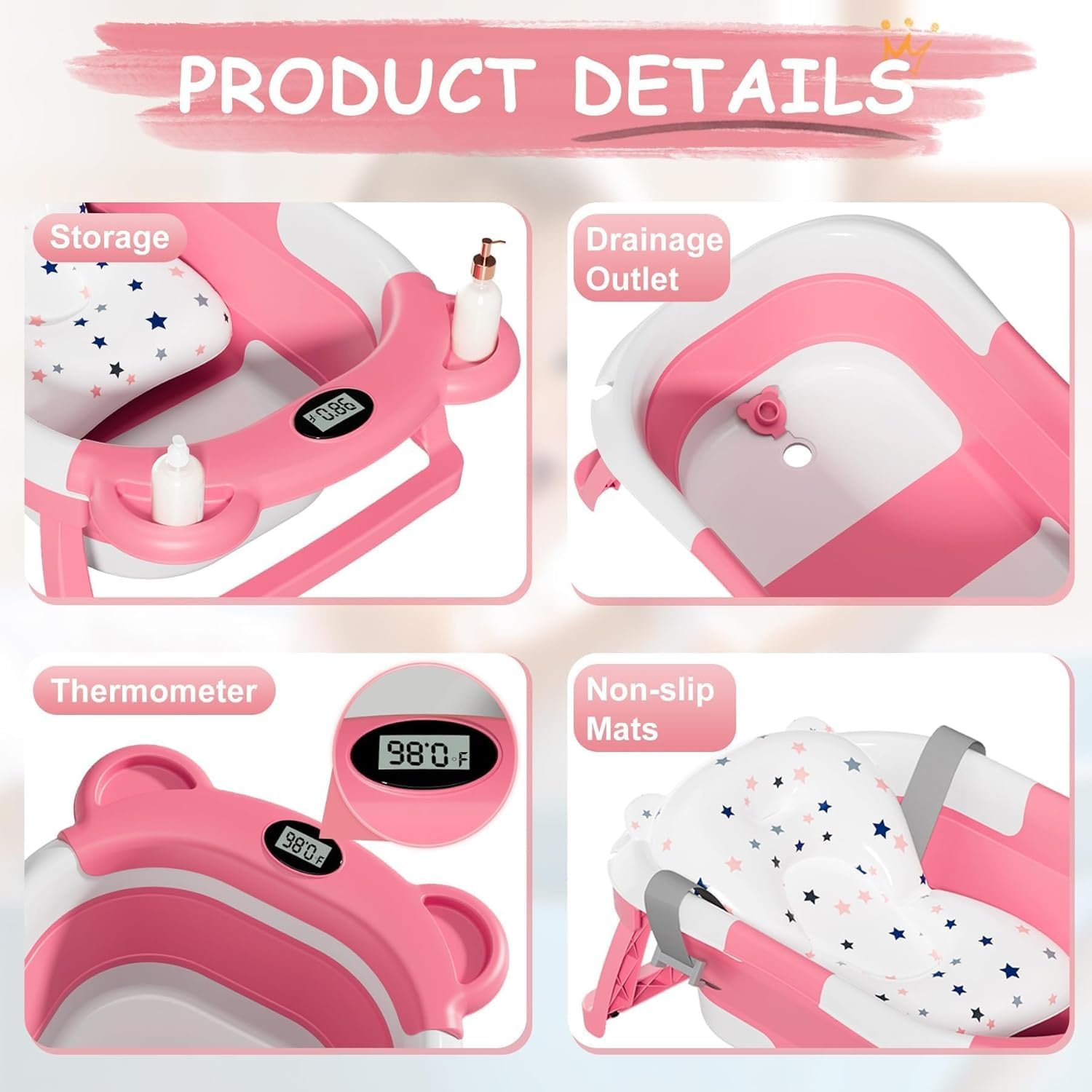 TPN infant lying in bathtub with cushion ensuring secure comfort