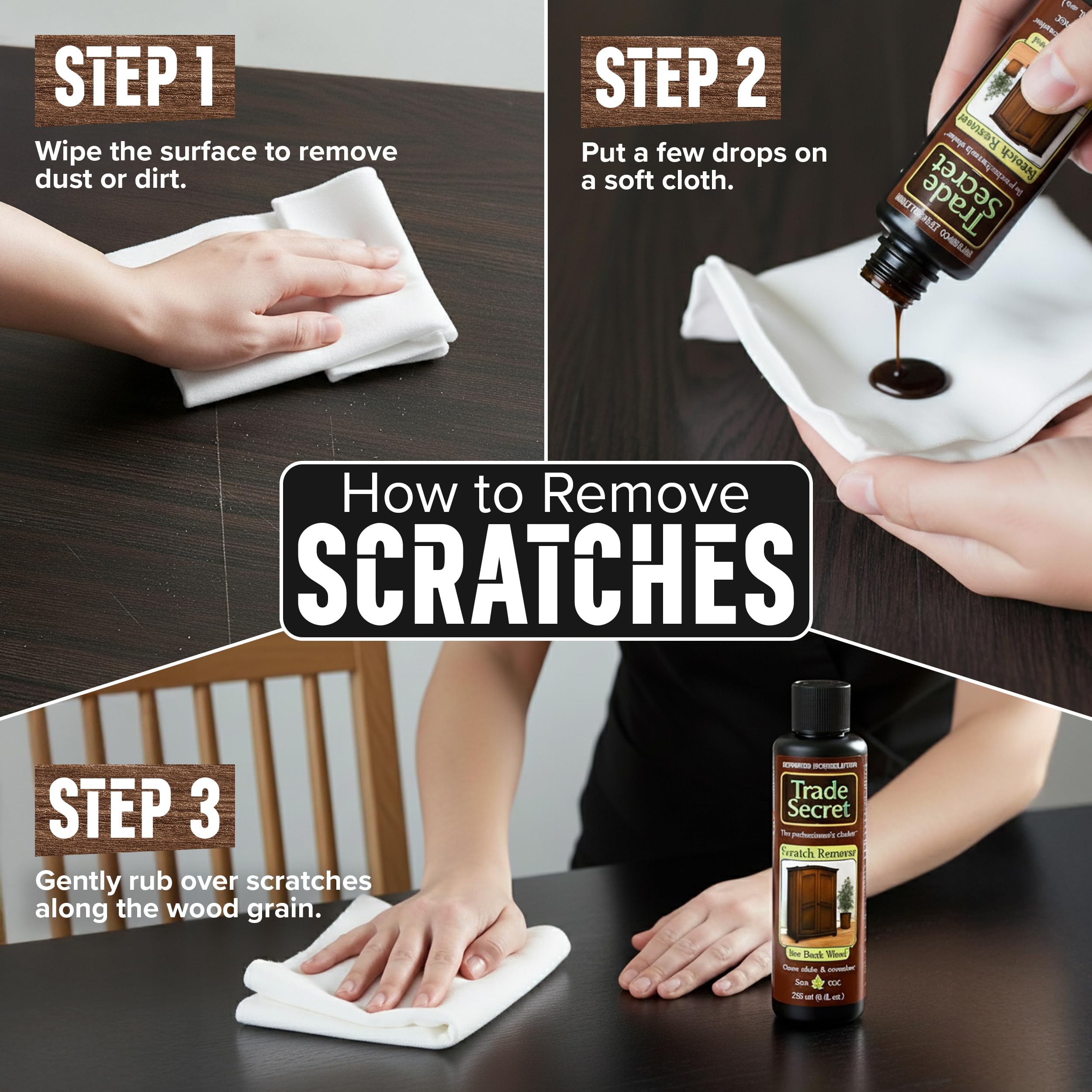 Trade Secret etiqueta con ingredientes naturales y beneficio ecológico