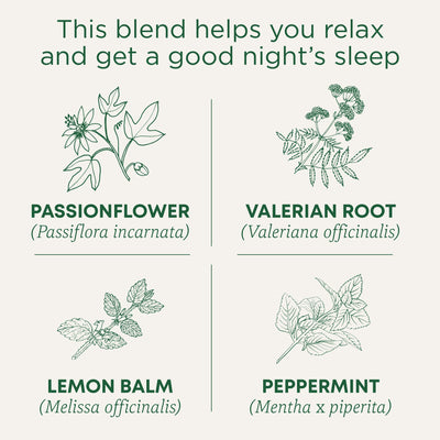 Traditional Medicinals ingredientes: raíz de valeriana, pasiflora, toronjil y menta