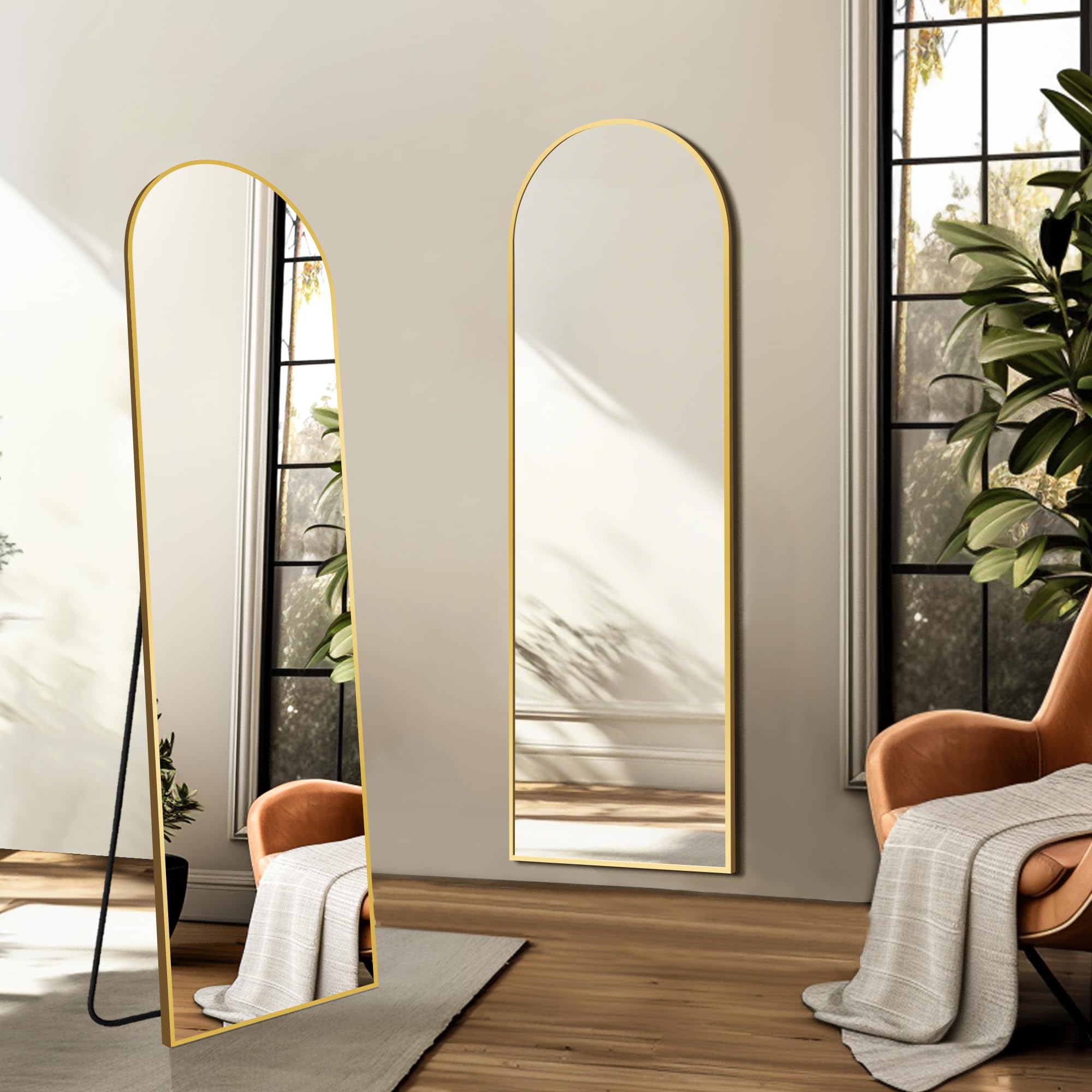 TRAHOME mirror hung in an entryway showing space-enhancing and decorative benefit