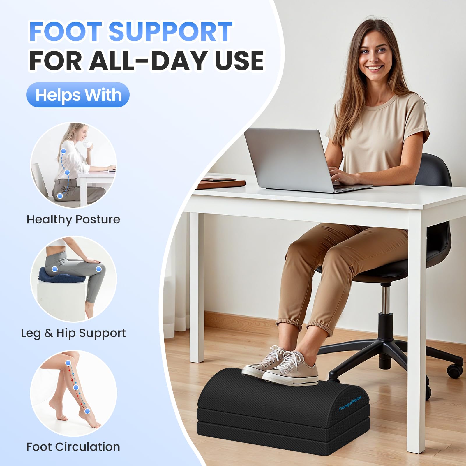 TranquilRelax comparación de tamaño junto a una laptop para escala