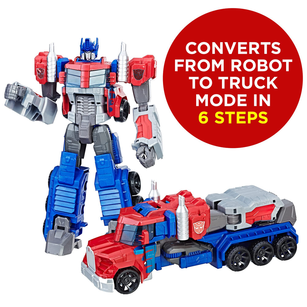 Transformers Optimus Prime in truck mode highlighting smooth vehicle conversion and play value