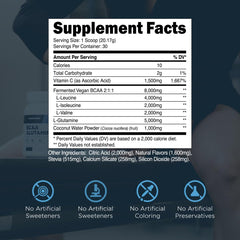 Cucharada de Transparent Labs BCAA Glutamine mostrando la dosis por servicio