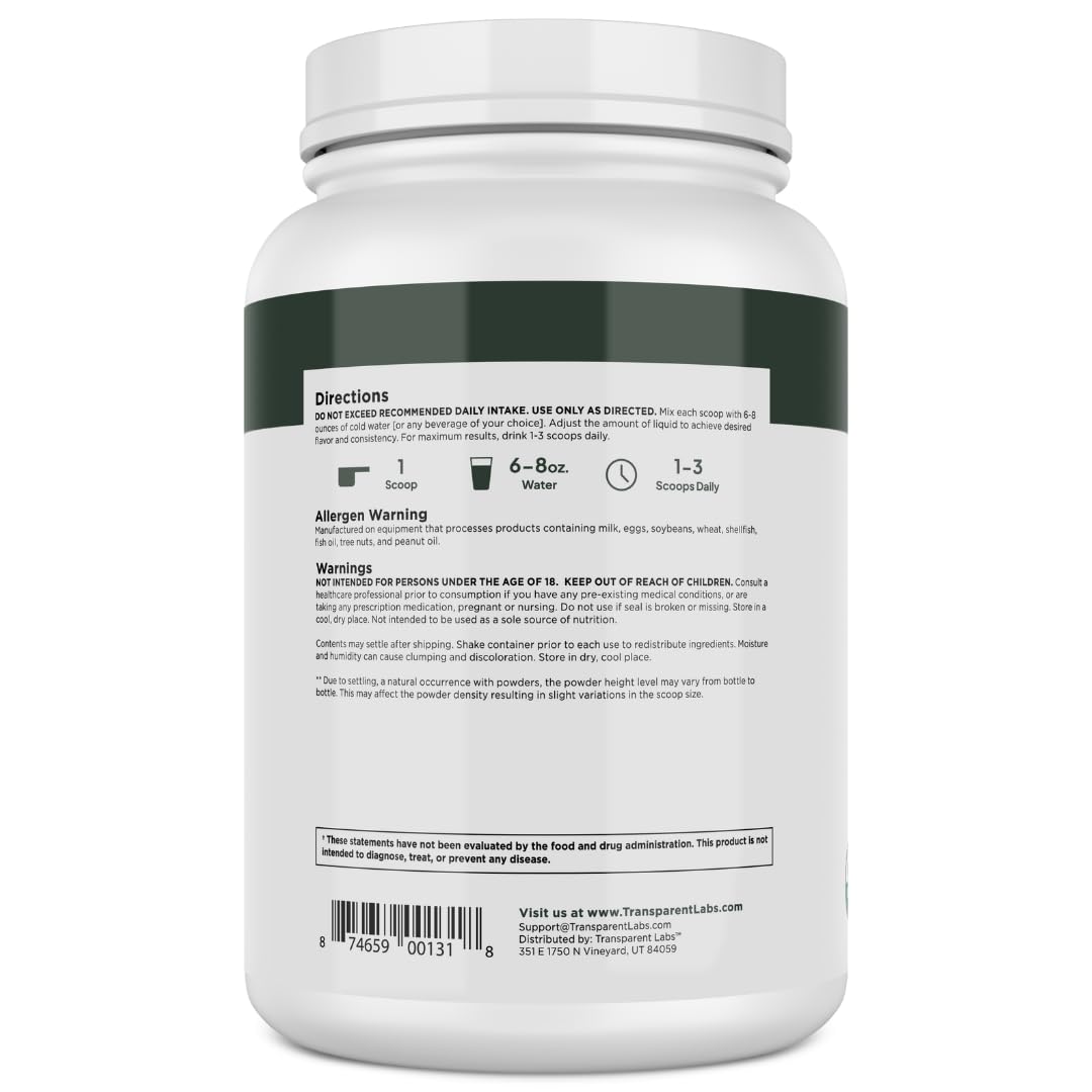 Transparent Labs spoon showing chocolate pea protein powder texture and mixability