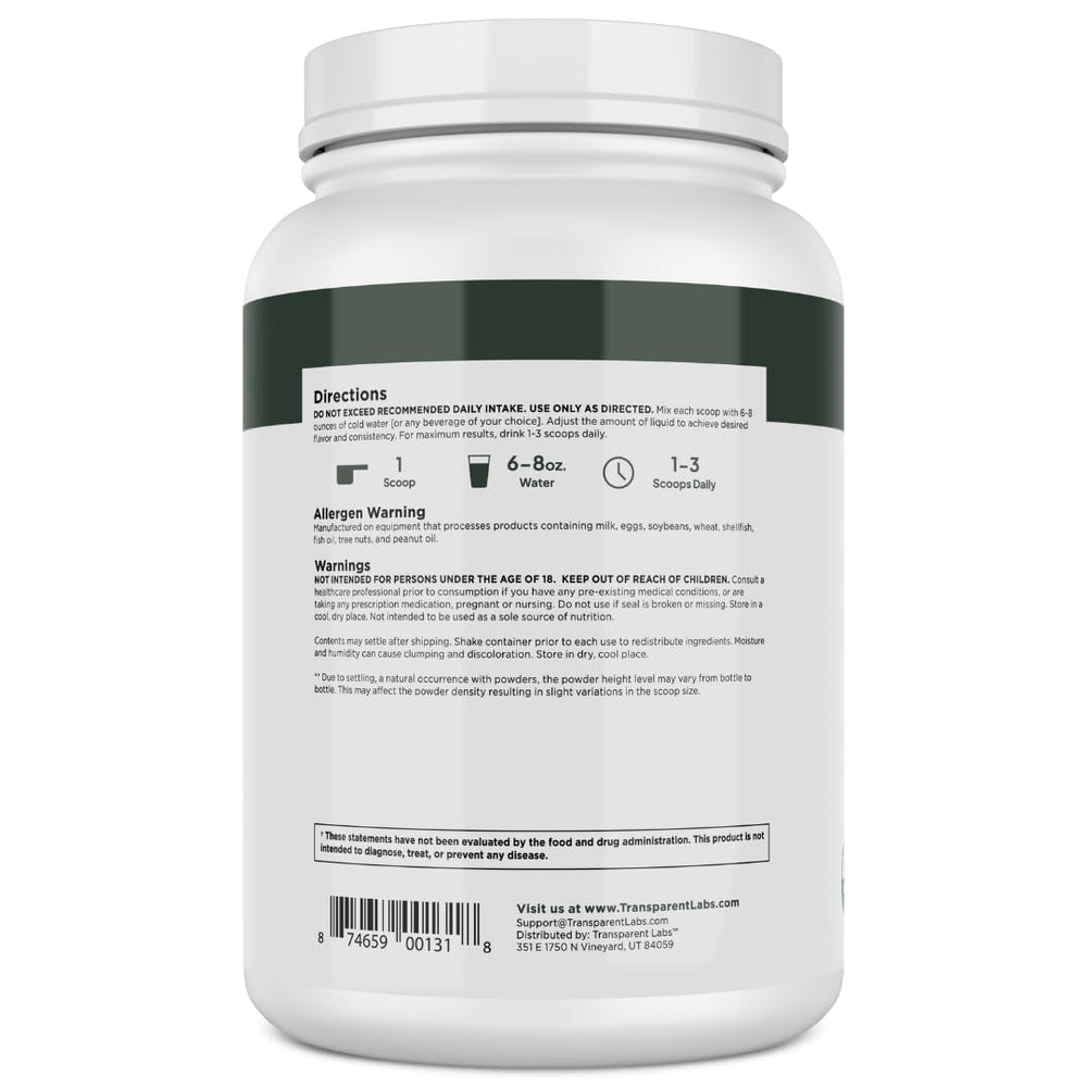 Transparent Labs spoon showing chocolate pea protein powder texture and mixability