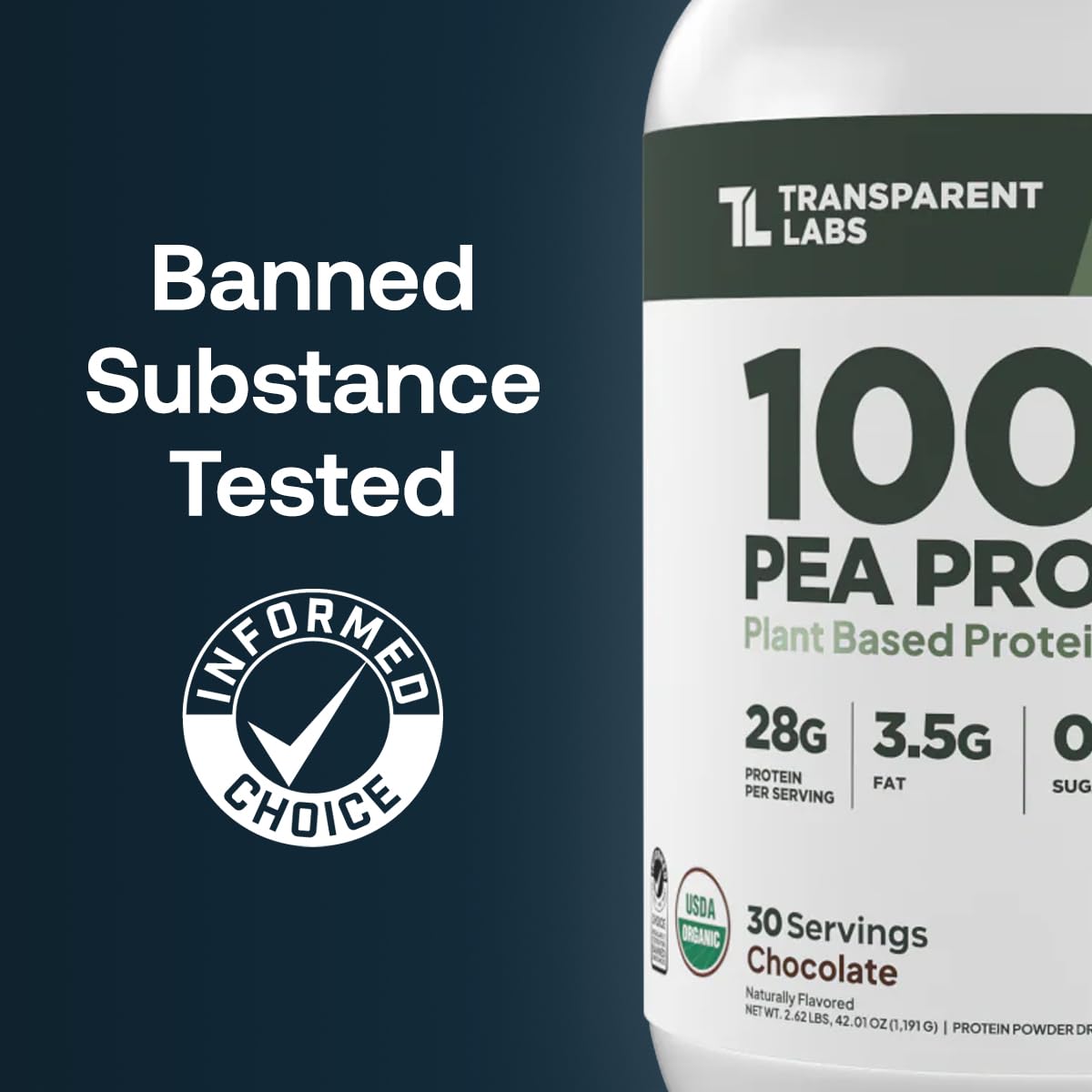Transparent Labs close-up of chocolate pea protein powder texture for smooth mixes