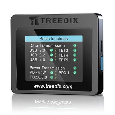 Treedix frontal del dispositivo mostrando interfaz clara y rápido diagnóstico