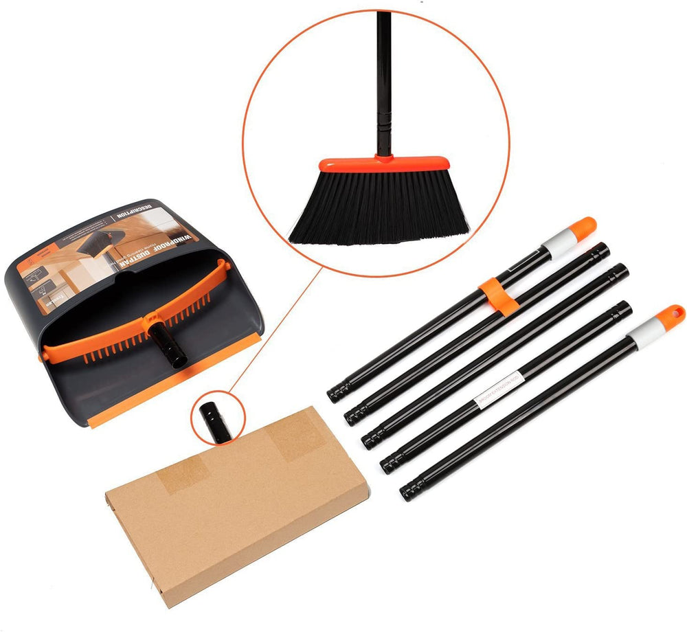 TreeLen broom and dustpan in kitchen showing convenient everyday cleanup