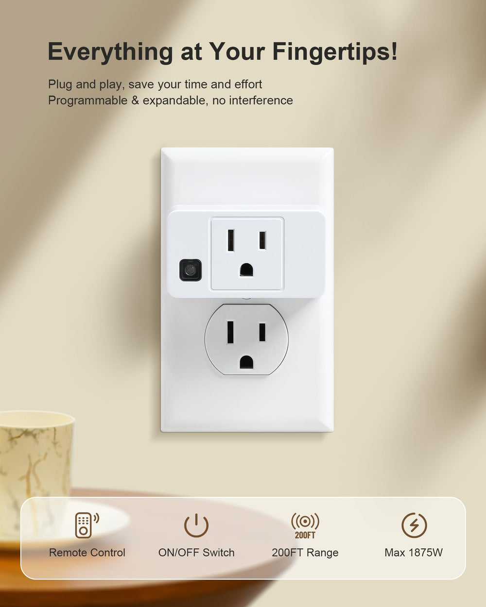 treewell mando a distancia en mano con botones etiquetables, control rápido