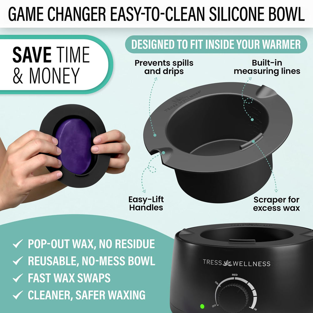 Tress Wellness lifestyle bathroom setup showing convenient home waxing routine
