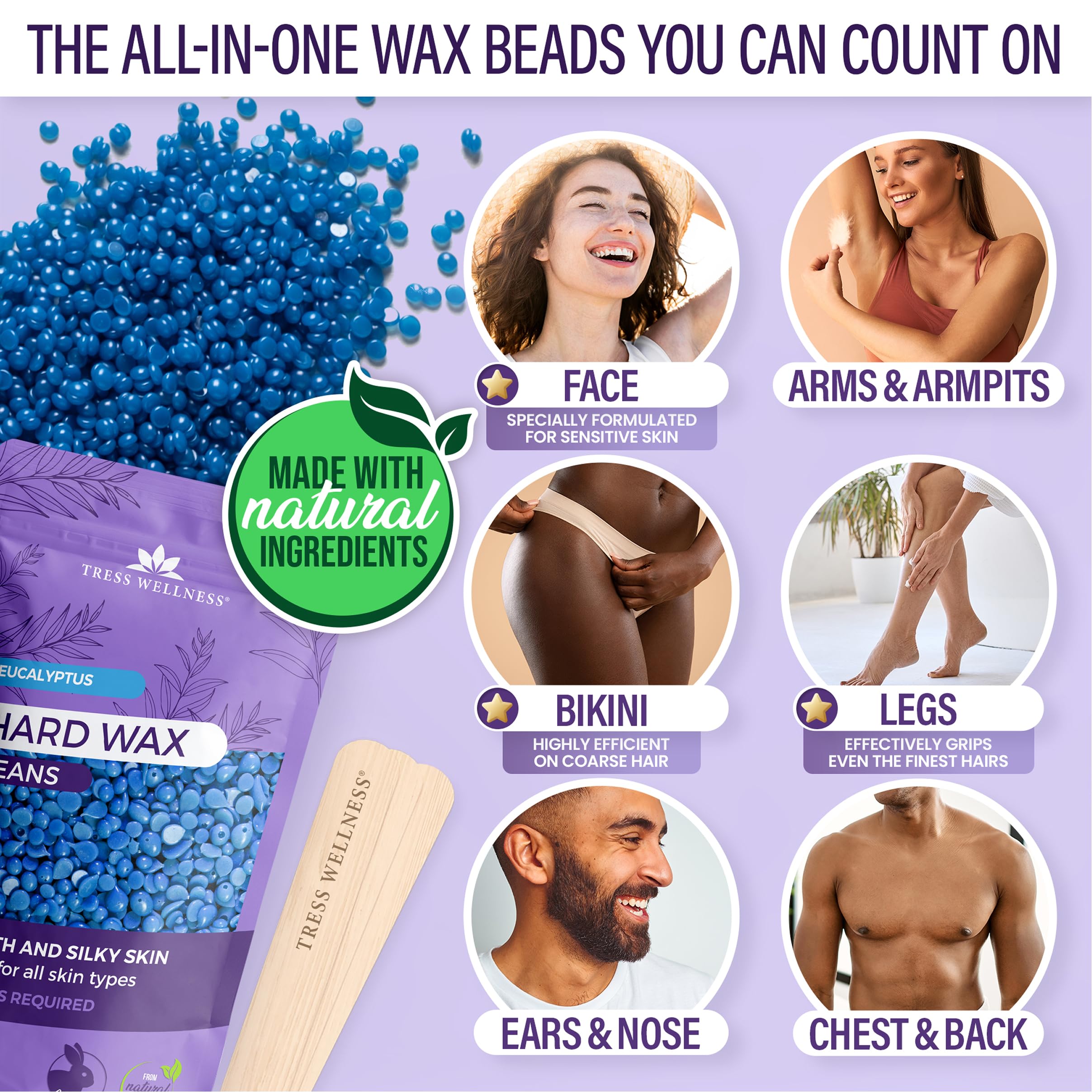 Tress Wellness perlas de cera mostrando textura suave y purificada